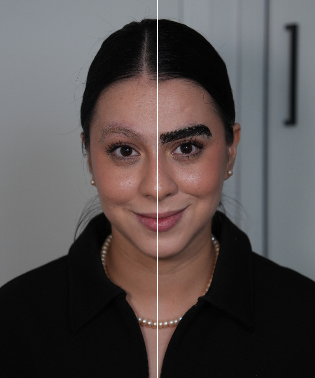 Evolución de tendencias en cejas: comparación visual entre cejas ultrafinas  (tendencia histórica) y cejas gruesas naturales (tendencia actual)