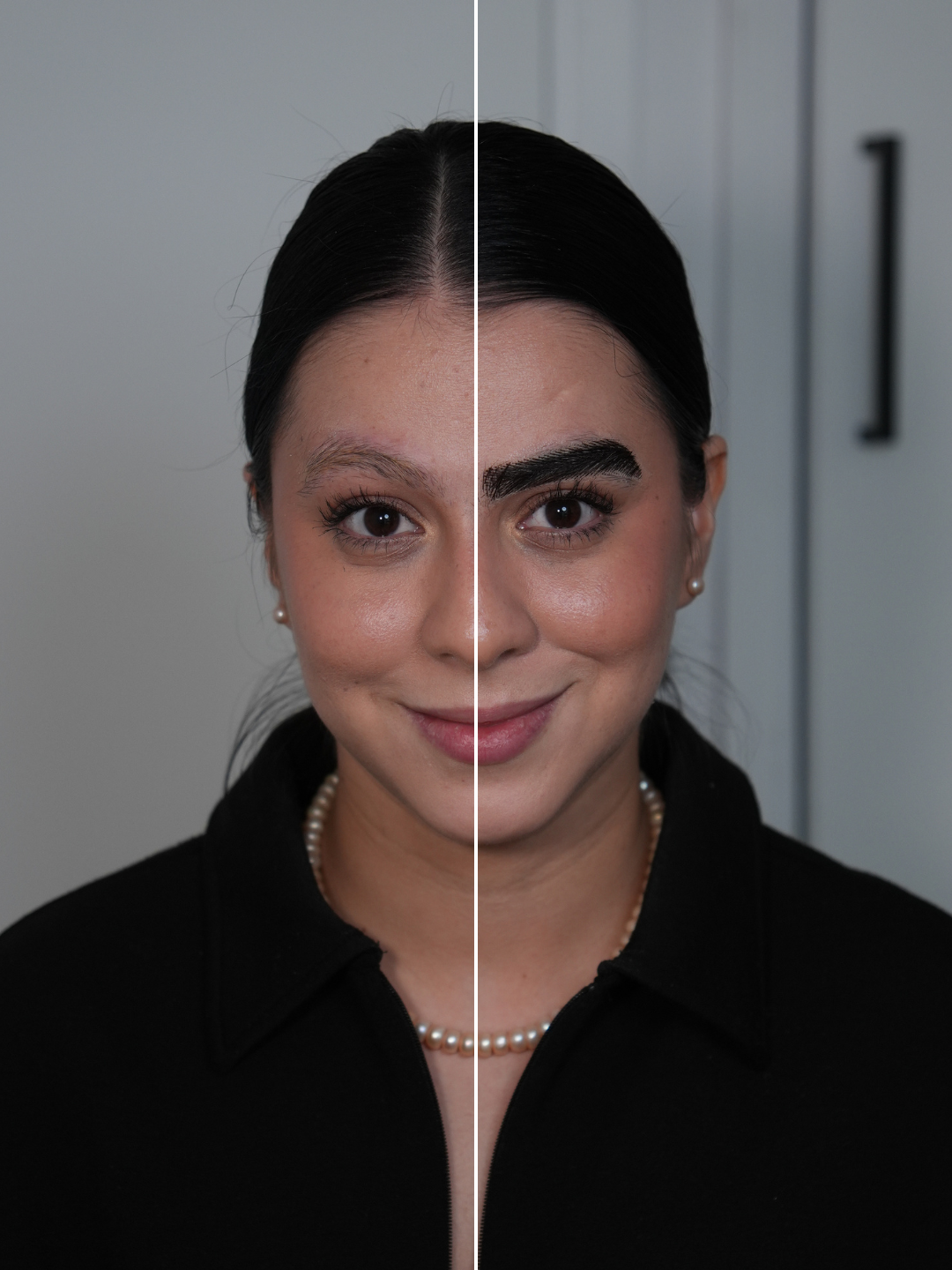 Evolución de tendencias en cejas: comparación visual entre cejas ultrafinas  (tendencia histórica) y cejas gruesas naturales (tendencia actual)